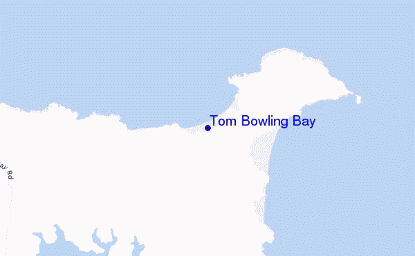 mapa de localização de Tom Bowling Bay