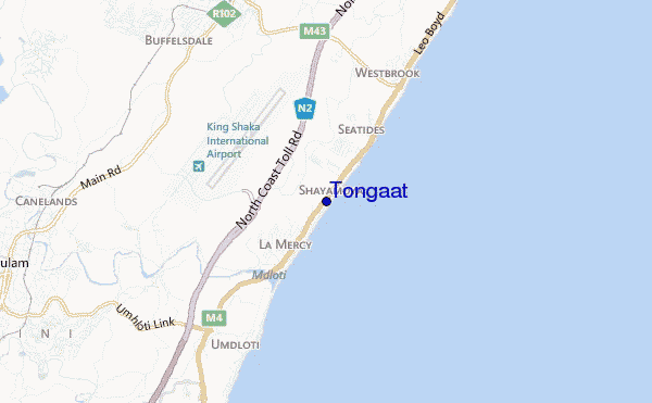 mapa de localização de Tongaat