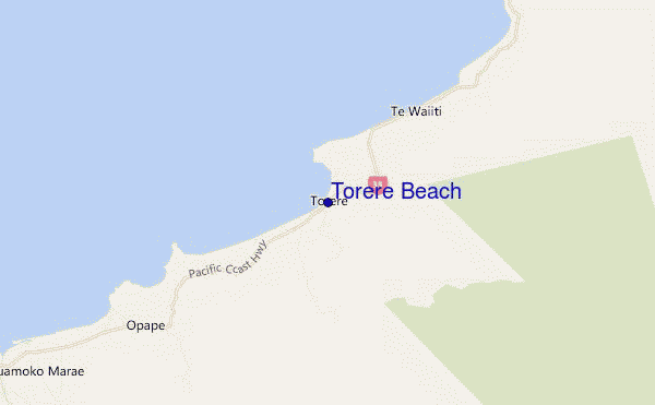 mapa de localização de Torere Beach