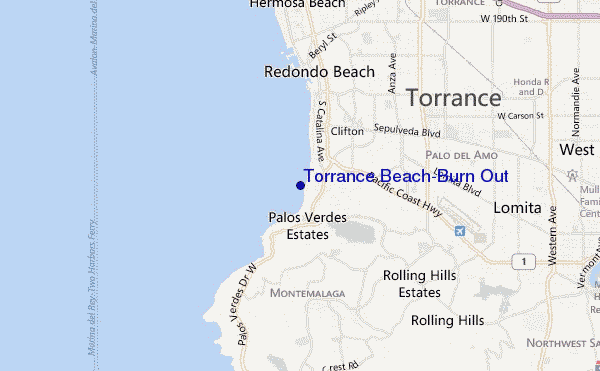 mapa de localização de Torrance Beach/Burn Out