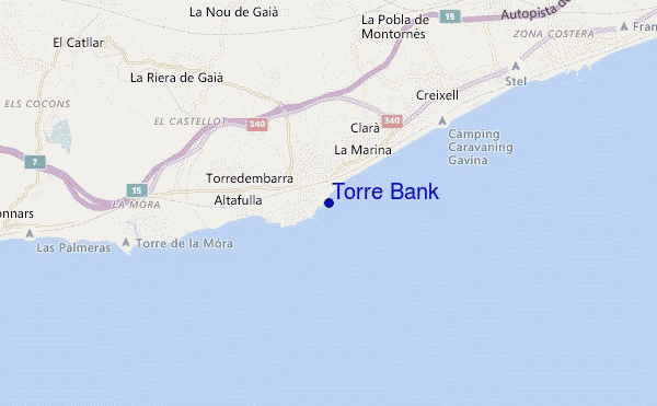 mapa de localização de Torre Bank