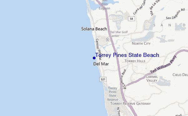 mapa de localização de Torrey Pines State Beach