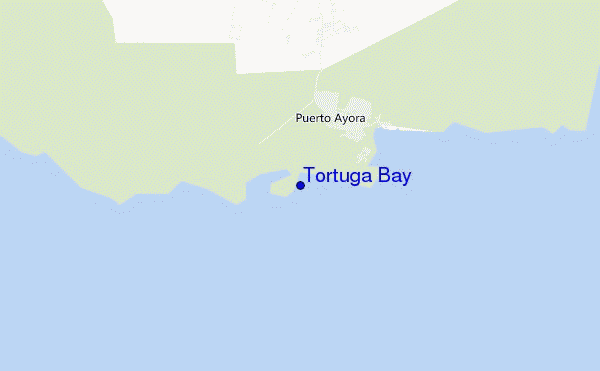 mapa de localização de Tortuga Bay