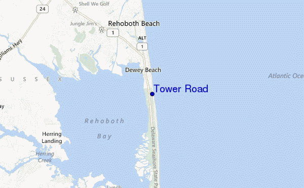 mapa de localização de Tower Road