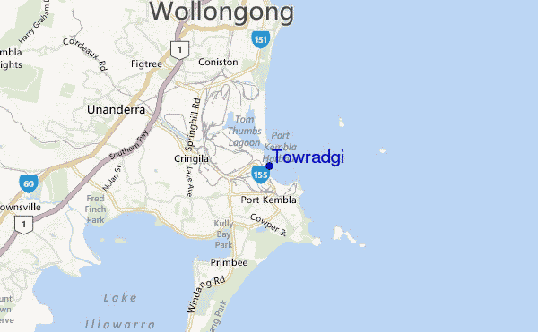 mapa de localização de Towradgi