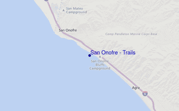 mapa de localização de San Onofre - Trails
