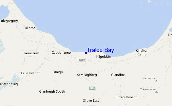 mapa de localização de Tralee Bay
