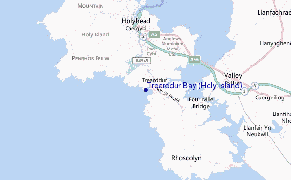 mapa de localização de Trearddur Bay (Holy Island)