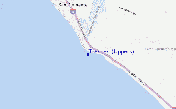 mapa de localização de Trestles (Uppers)