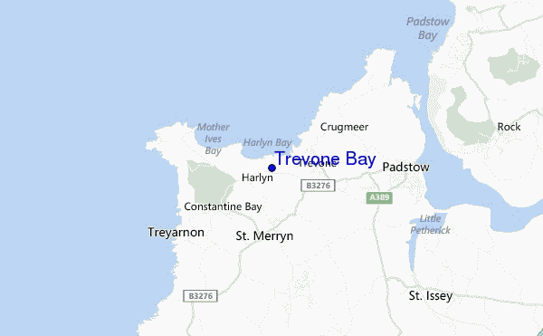 mapa de localização de Trevone Bay
