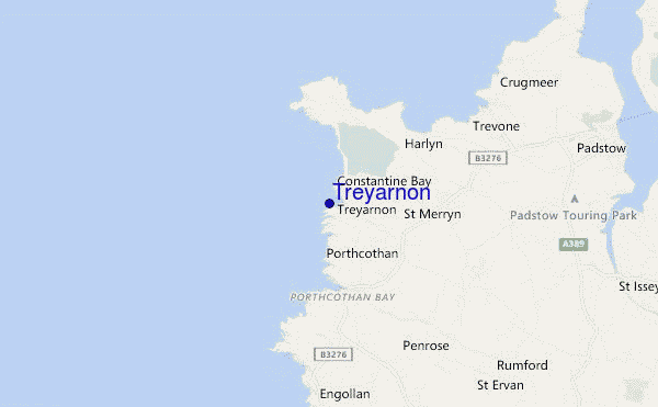 mapa de localização de Treyarnon