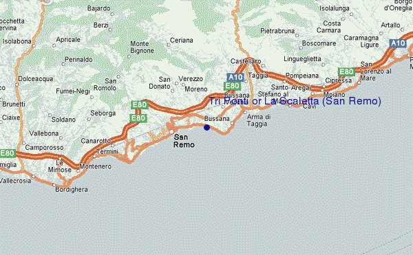 mapa de localização de Tri Ponti or La Scaletta (San Remo)
