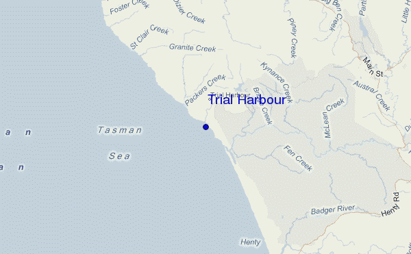 mapa de localização de Trial Harbour