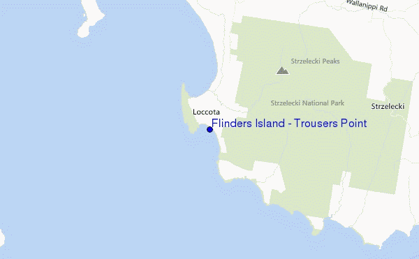 mapa de localização de Flinders Island - Trousers Point