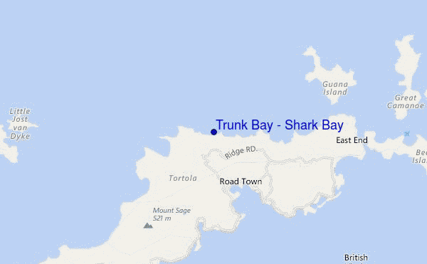 mapa de localização de Trunk Bay - Shark Bay
