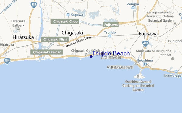 mapa de localização de Tsujido Beach