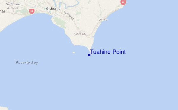 mapa de localização de Tuahine Point