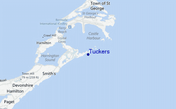 mapa de localização de Tuckers