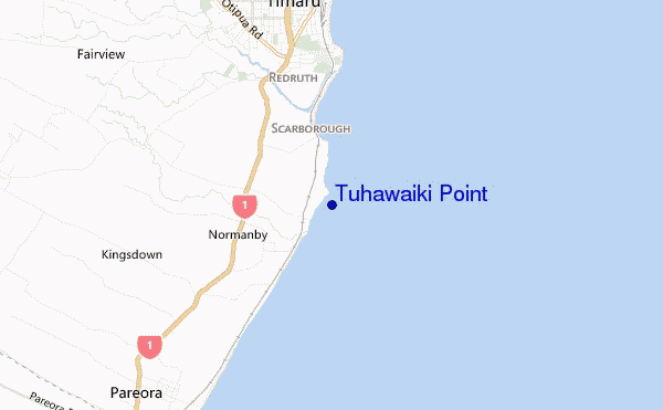 mapa de localização de Tuhawaiki Point