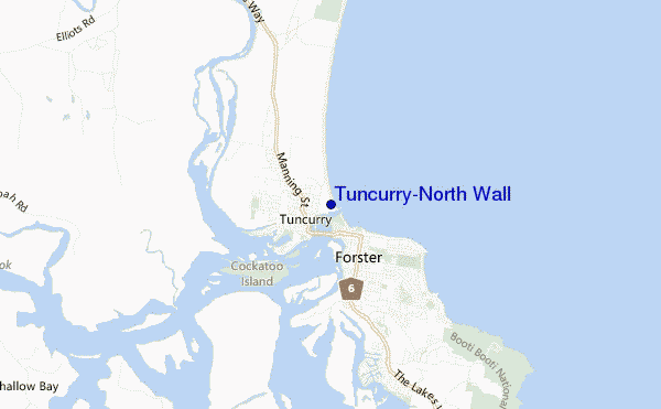 mapa de localização de Tuncurry-North Wall