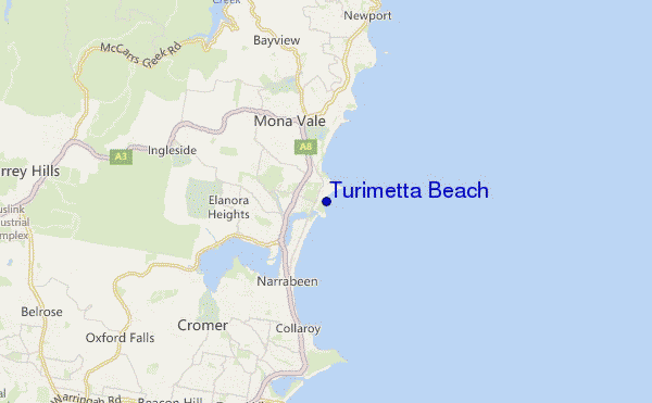 mapa de localização de Turimetta Beach