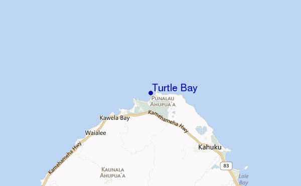 mapa de localização de Turtle Bay