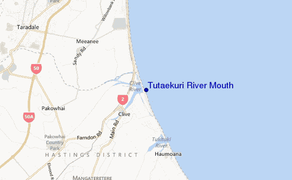 mapa de localização de Tutaekuri River Mouth