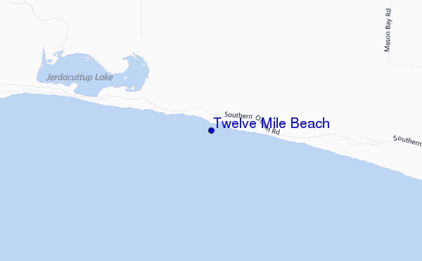 mapa de localização de Twelve Mile Beach
