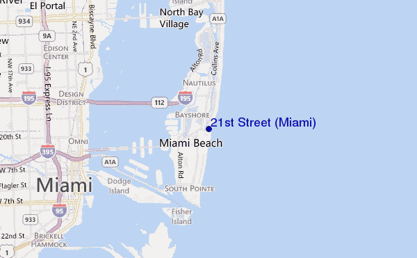 mapa de localização de 21st Street (Miami)