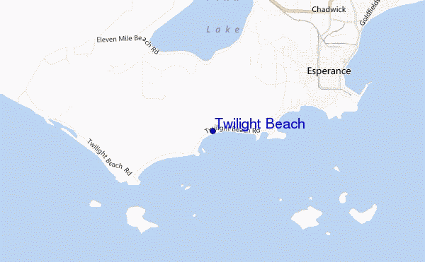 mapa de localização de Twilight Beach