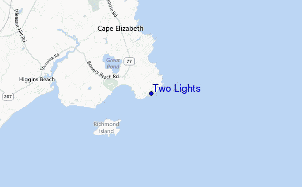 mapa de localização de Two Lights
