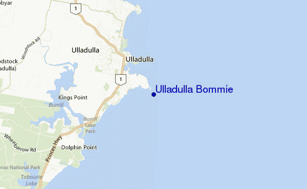 mapa de localização de Ulladulla Bommie