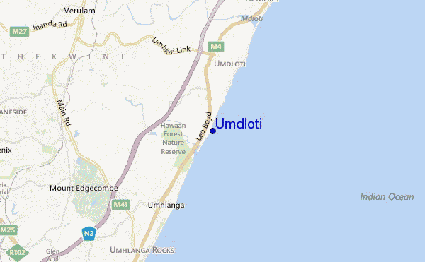 mapa de localização de Umdloti