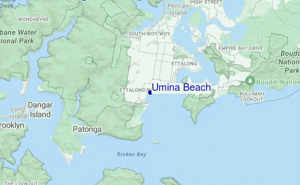 mapa de localização de Umina Beach