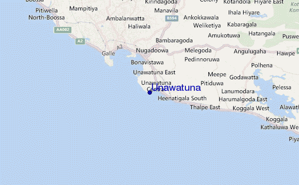 mapa de localização de Unawatuna
