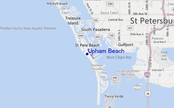 mapa de localização de Upham Beach