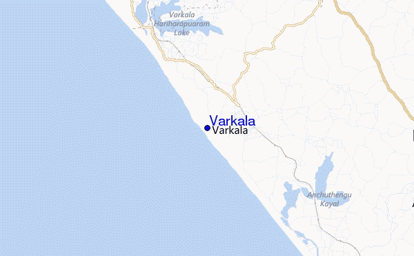 mapa de localização de Varkala