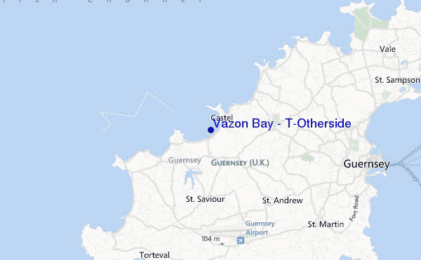 mapa de localização de Vazon Bay - T'Otherside