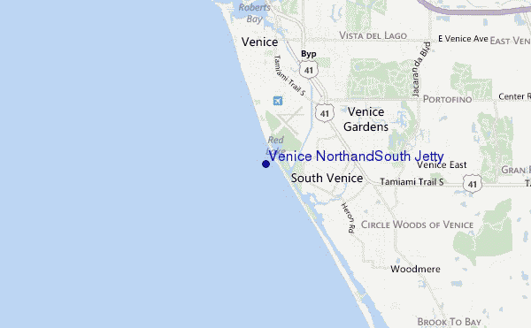 mapa de localização de Venice North and South Jetty