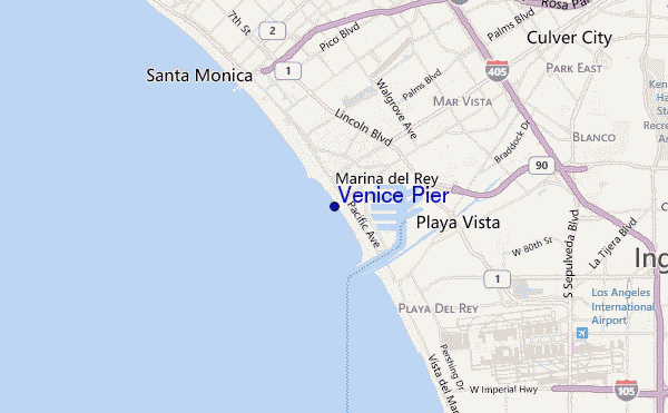 mapa de localização de Venice Pier