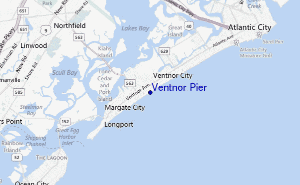 mapa de localização de Ventnor Pier