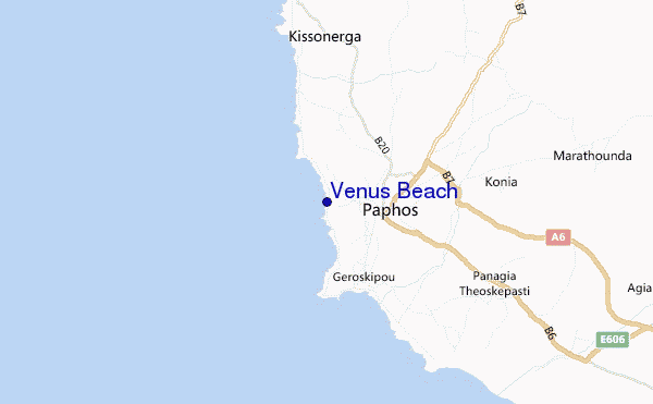 mapa de localização de Venus Beach
