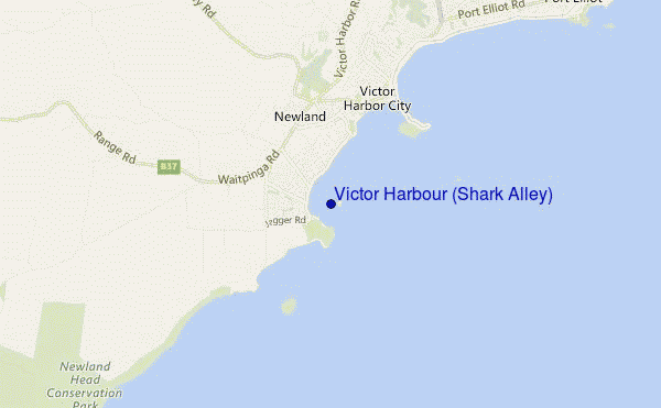 mapa de localização de Victor Harbour (Shark Alley)
