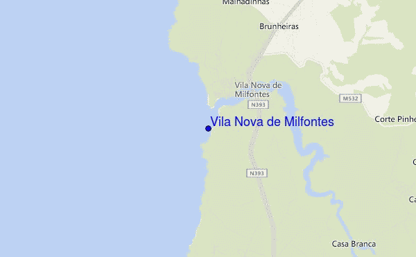mapa de localização de Vila Nova de Milfontes