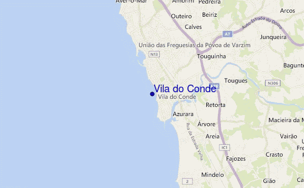 mapa de localização de Vila do Conde