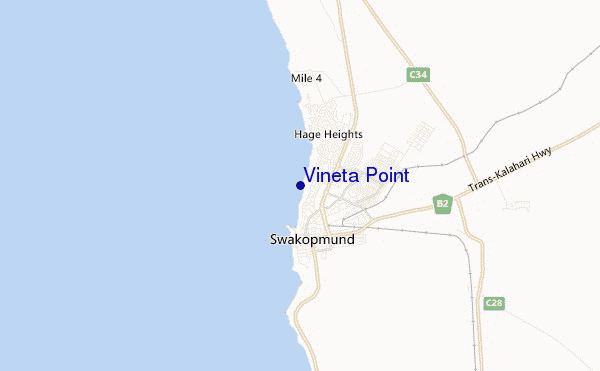 mapa de localização de Vineta Point
