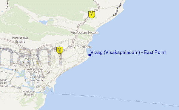mapa de localização de Vizag (Visakapatanam) - East Point