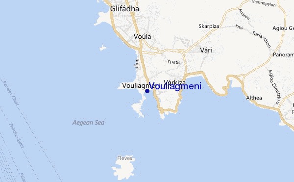 mapa de localização de Vouliagmeni
