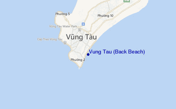 mapa de localização de Vung Tau (Back Beach)