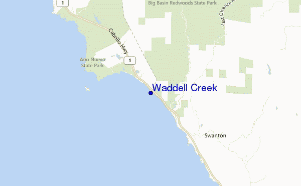 mapa de localização de Waddell Creek